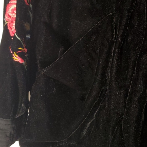 FREE PEOPLE Mia floral Boho Velvet BlacK Dress XS - Picture 12 of 13